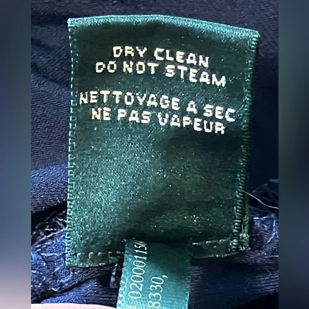 EUC LAUREN RALPH LAUREN Navy Lace Overlay Cap Sleeve Midi Sheath Dress Size 4 - Picture 6 of 14